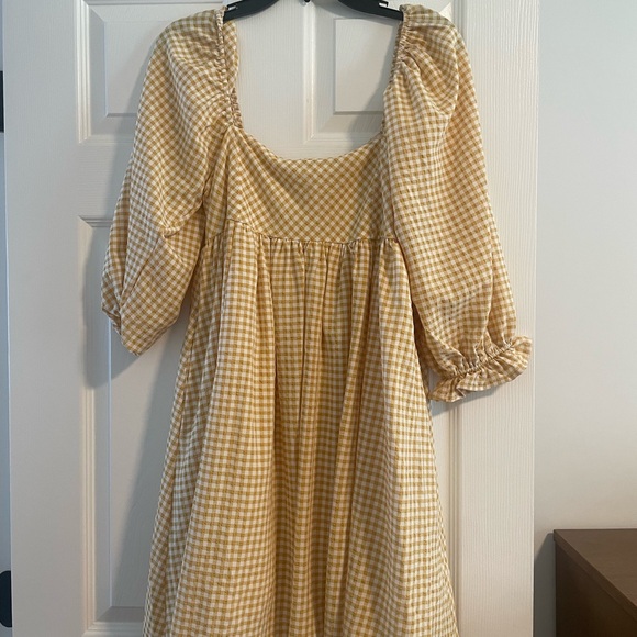 fab'rik Dresses & Skirts - fab'rik Yellow Checkered Long Sleeve Dress